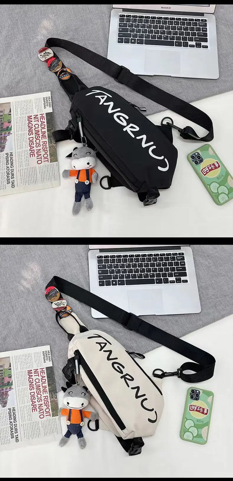 Men's Japanese Style Crossbody Bag Black Casual Sports Bag — feature 9