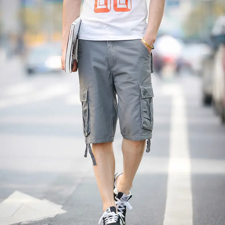 Summer Men's Grey Cargo Shorts Large Casual Shorts - Image 2