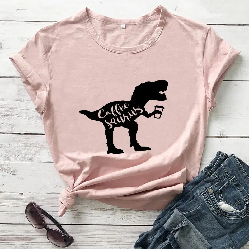 Coffee Still Short Sleeve T-Shirt Yellow Dinosaur Print - Image 8