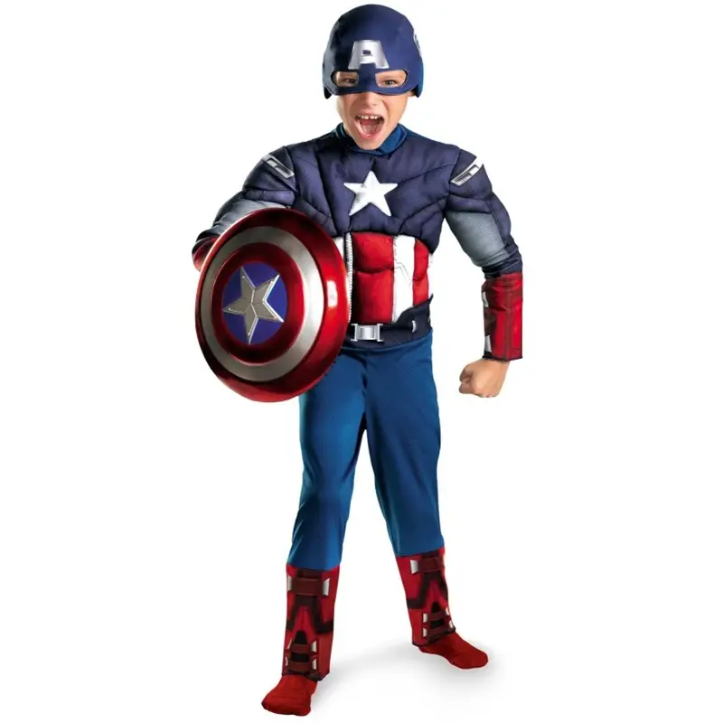 Captain America Muscle Boy Dress up Cosplay Role Play Performance Costume Stage Performance Suit