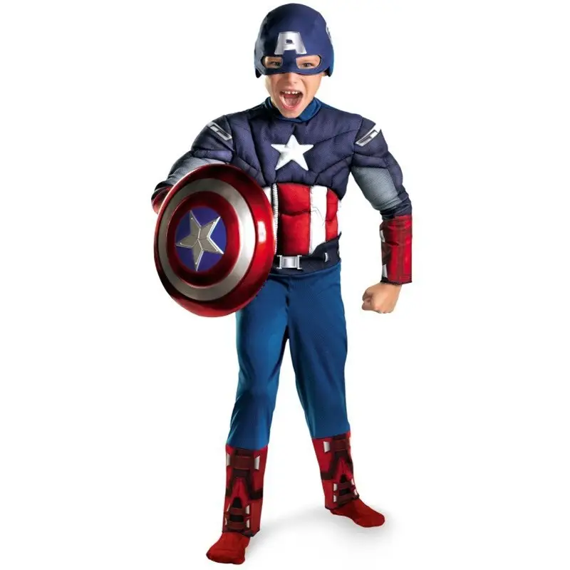 Captain America Muscle Boy Dress up Cosplay Role Play Performance Costume Stage Performance Suit