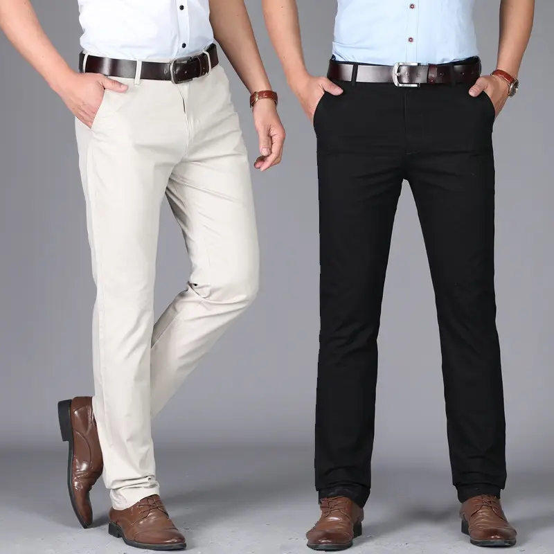 2025 Thin Men's Slim Casual Pants Cotton Straight Leg - Image 6