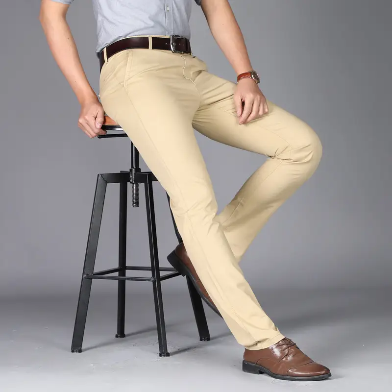 2025 Thin Men's Slim Casual Pants Cotton Straight Leg - Image 9