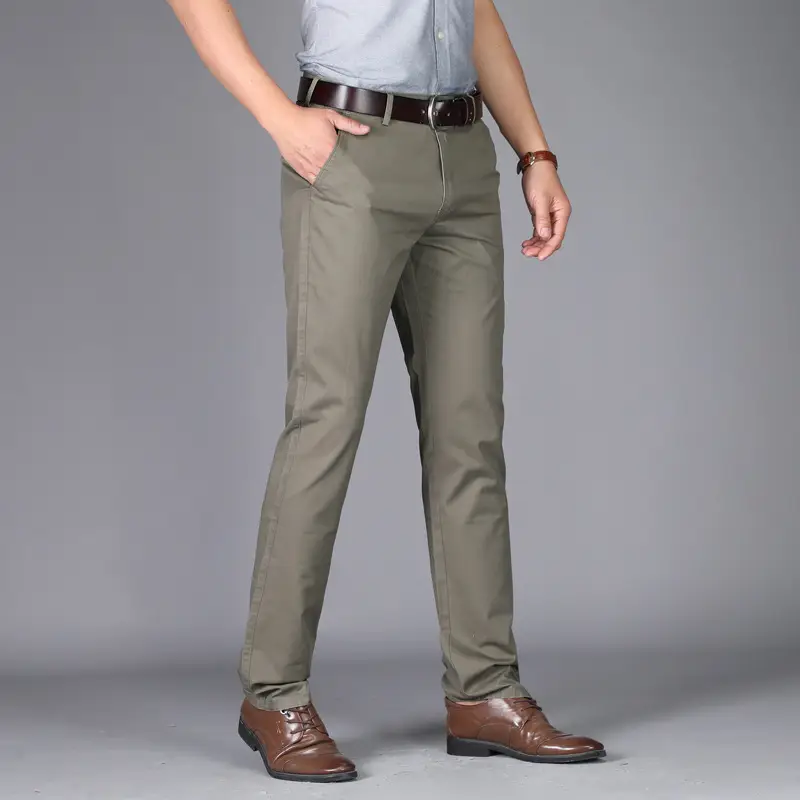2025 Thin Men's Slim Casual Pants Cotton Straight Leg - Image 2