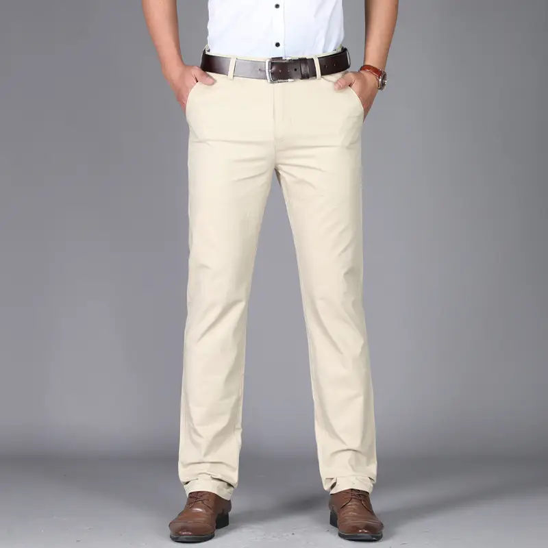 2025 Thin Men's Slim Casual Pants Cotton Straight Leg - Image 3