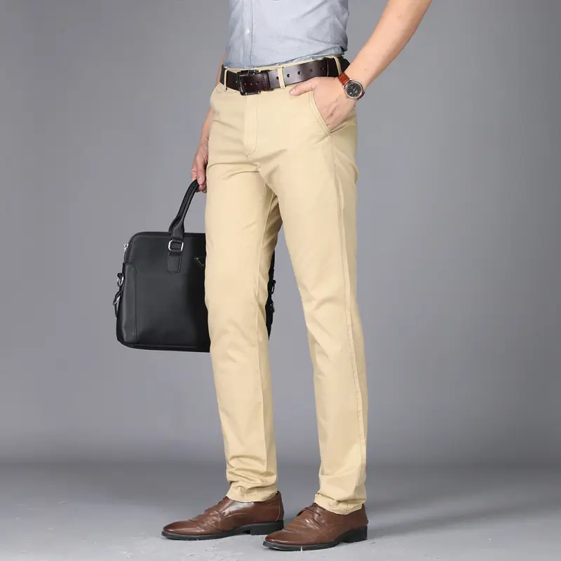 2025 Thin Men's Slim Casual Pants Cotton Straight Leg - Image 4
