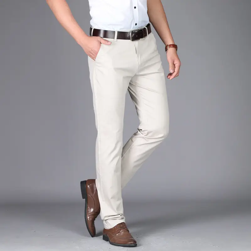 2025 Thin Men's Slim Casual Pants Cotton Straight Leg - Image 5
