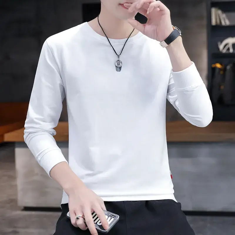 Men's Long Sleeve Solid Color Sweater T-Shirt - Image 7