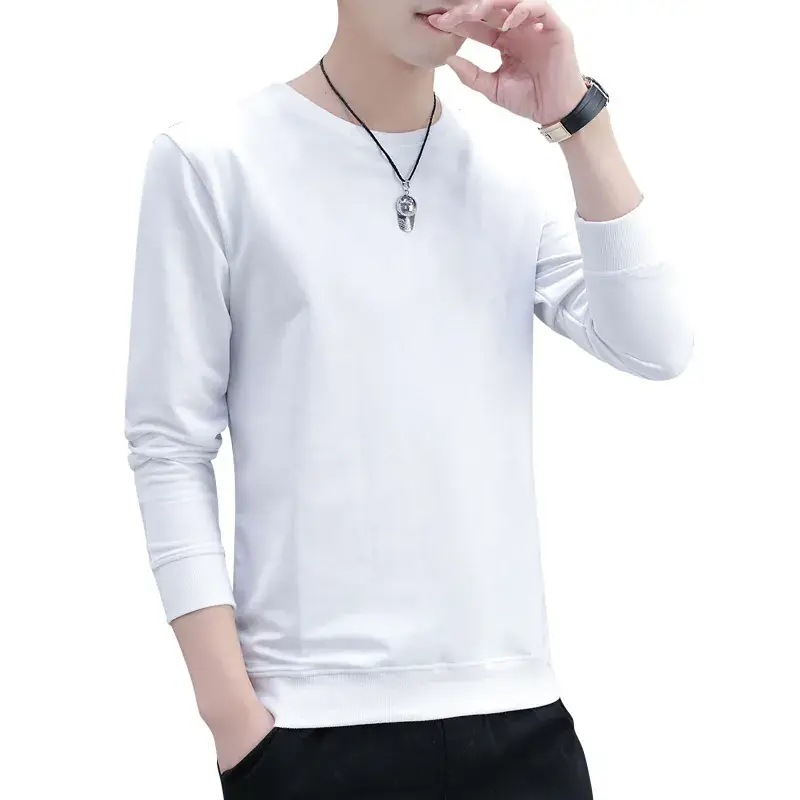 Men's Long Sleeve Solid Color Sweater T-Shirt - Image 9