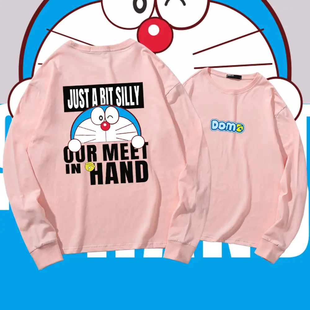 Japanese Cartoon Cotton Sweatshirt Pink Long Sleeve