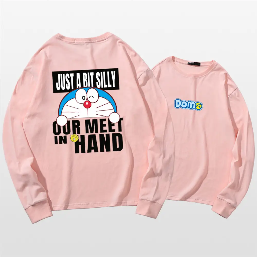Japanese Cartoon Cotton Sweatshirt Pink Long Sleeve