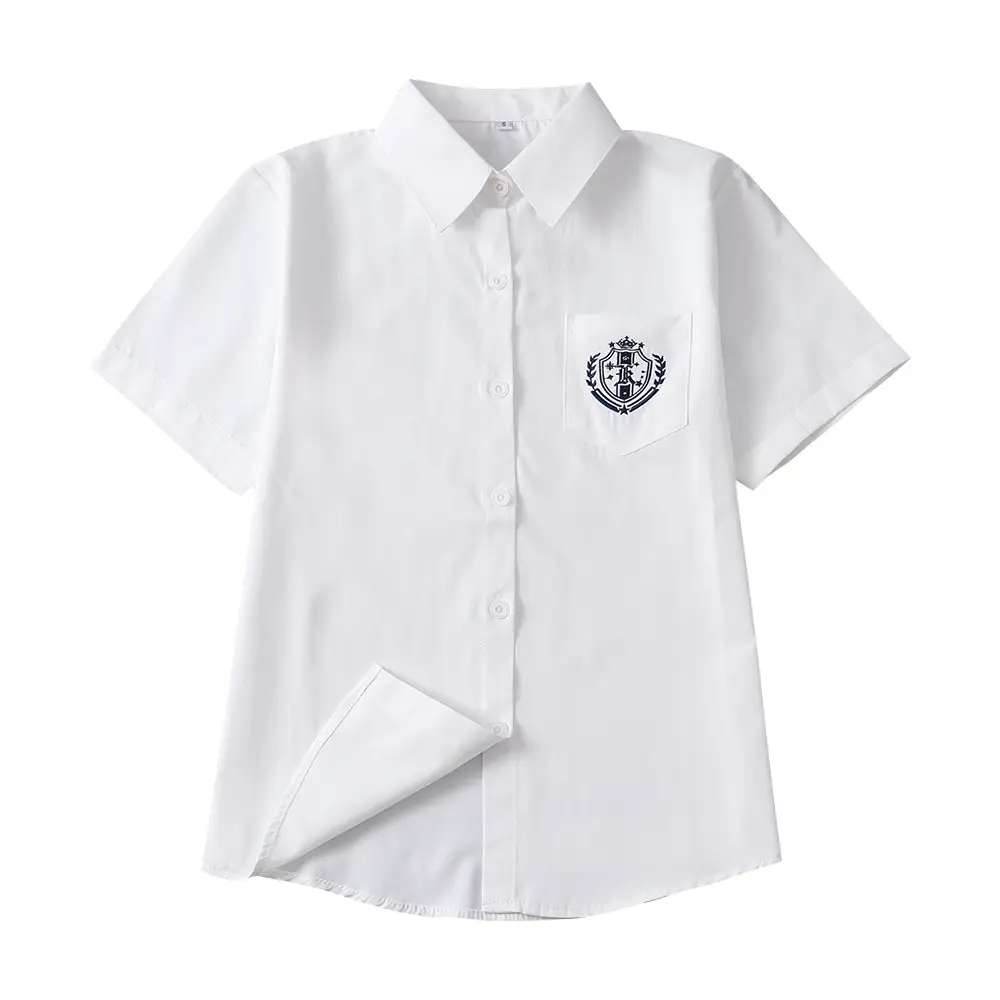 Japanese College Embroidered White Short Sleeve Shirt - Image 7