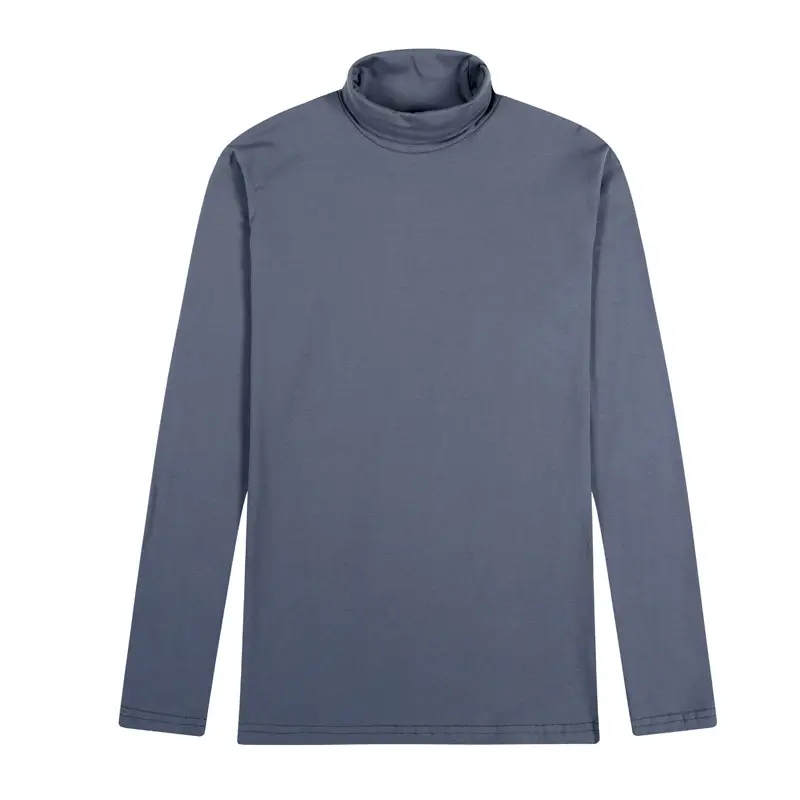 Men High Collar Cotton T-Shirt Slim Fit Gray