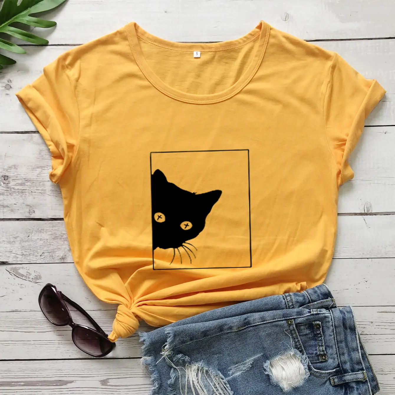 Cat Head Graphic T-Shirt Grey Short Sleeve - Image 5