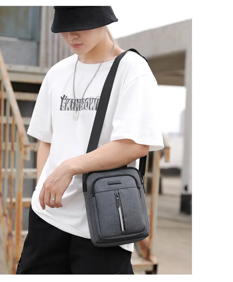 Men's Blue Denim Crossbody Bag Large Capacity Commuting — feature 19