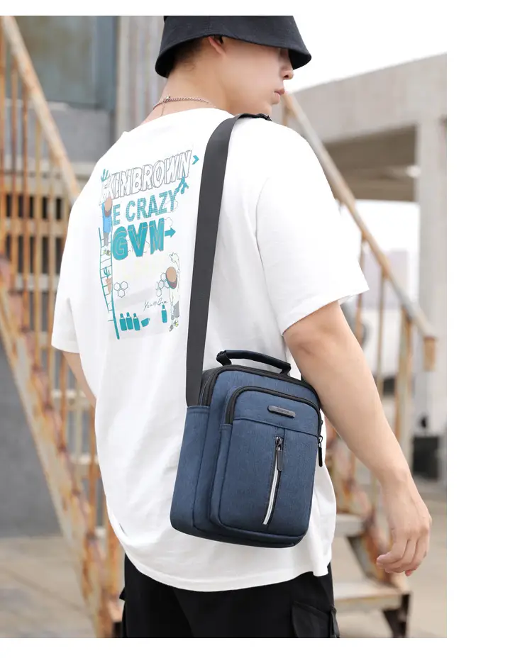 Men's Blue Denim Crossbody Bag Large Capacity Commuting — feature 20