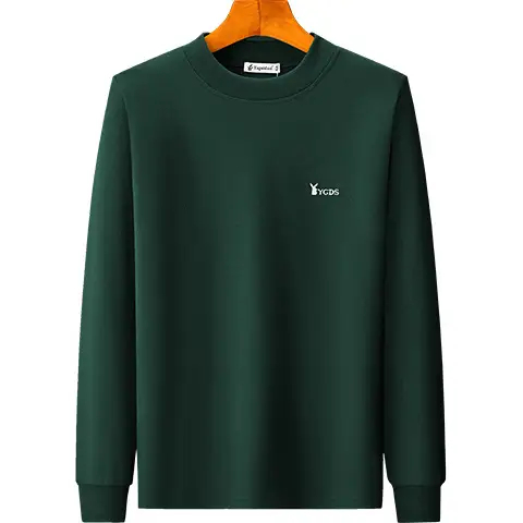 Middle-aged Men Grey Cotton Long Sleeve T-Shirt - Image 14