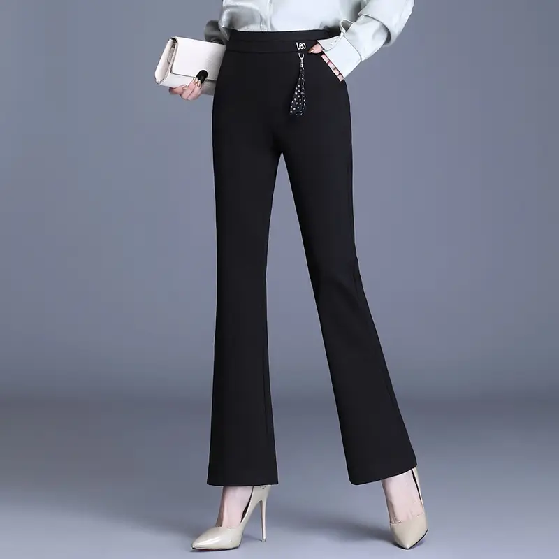 Black Flared High-Waisted Women's Pants for Autumn 2025 - Image 2