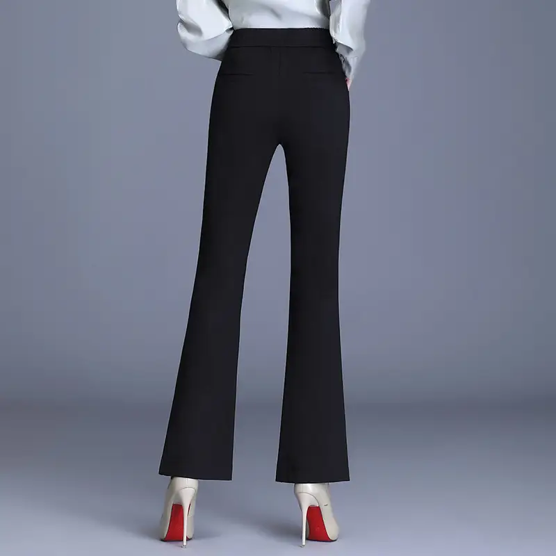 Black Flared High-Waisted Women's Pants for Autumn 2025 - Image 3