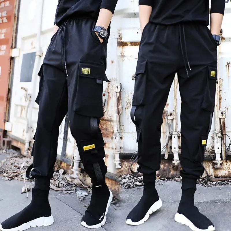 Men Black Functional Cargo Pants with Zip Pockets - Image 41