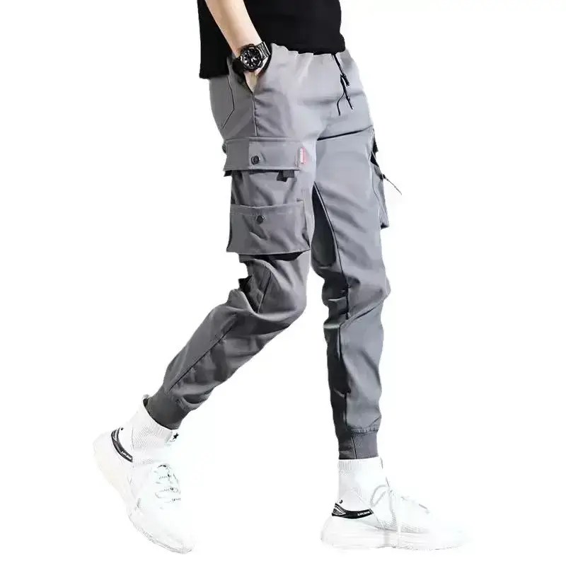 Men Black Functional Cargo Pants with Zip Pockets - Image 44