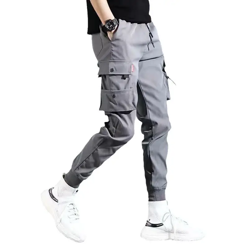 Men Black Functional Cargo Pants with Zip Pockets - Image 45