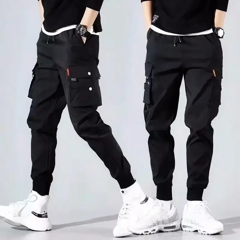 Men Black Functional Cargo Pants with Zip Pockets - Image 13