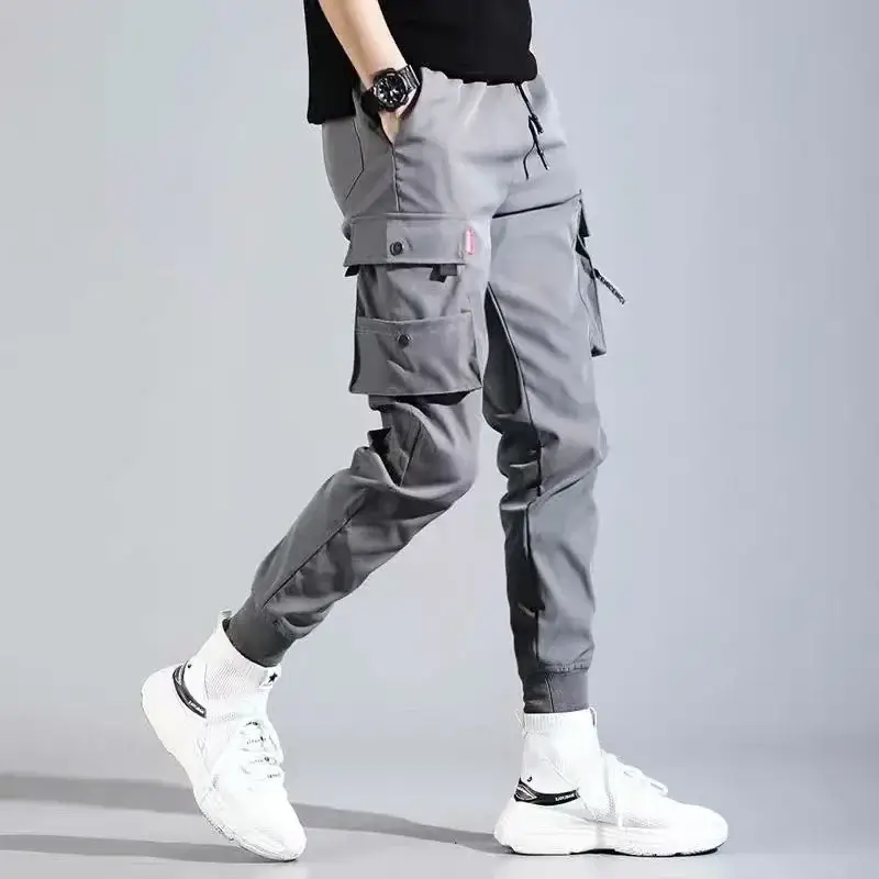 Men Black Functional Cargo Pants with Zip Pockets - Image 19