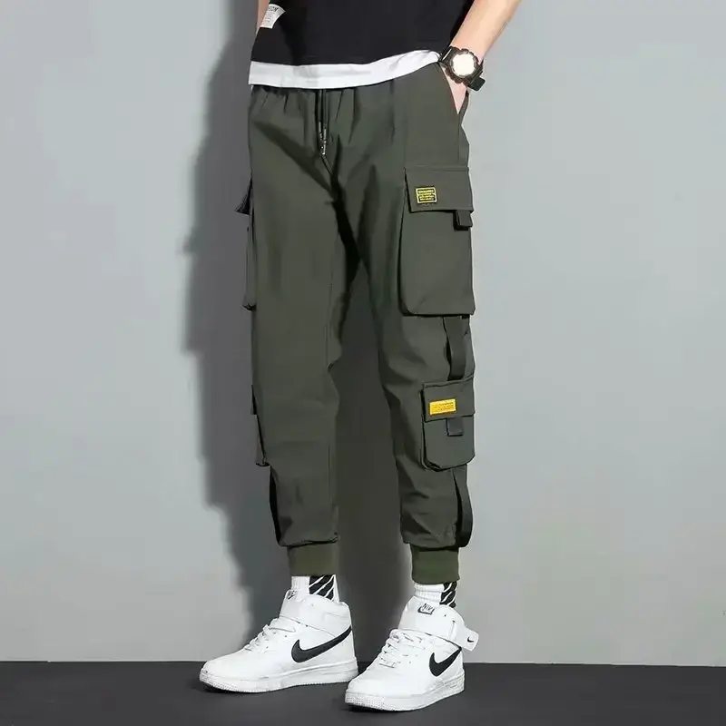 Men Black Functional Cargo Pants with Zip Pockets - Image 32