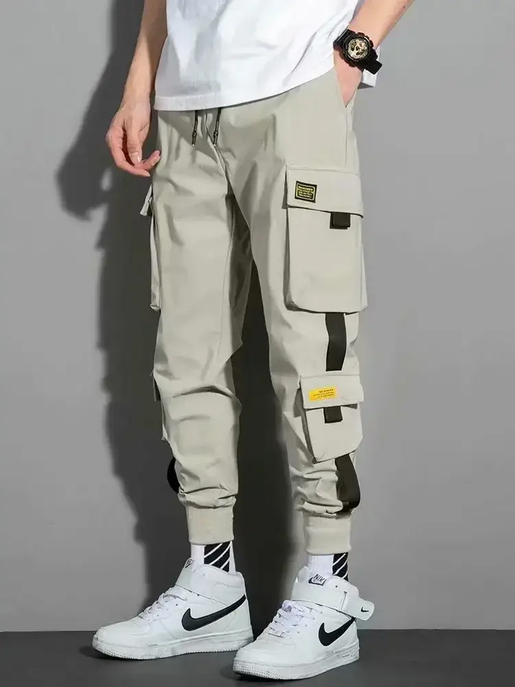 Men Black Functional Cargo Pants with Zip Pockets - Image 36