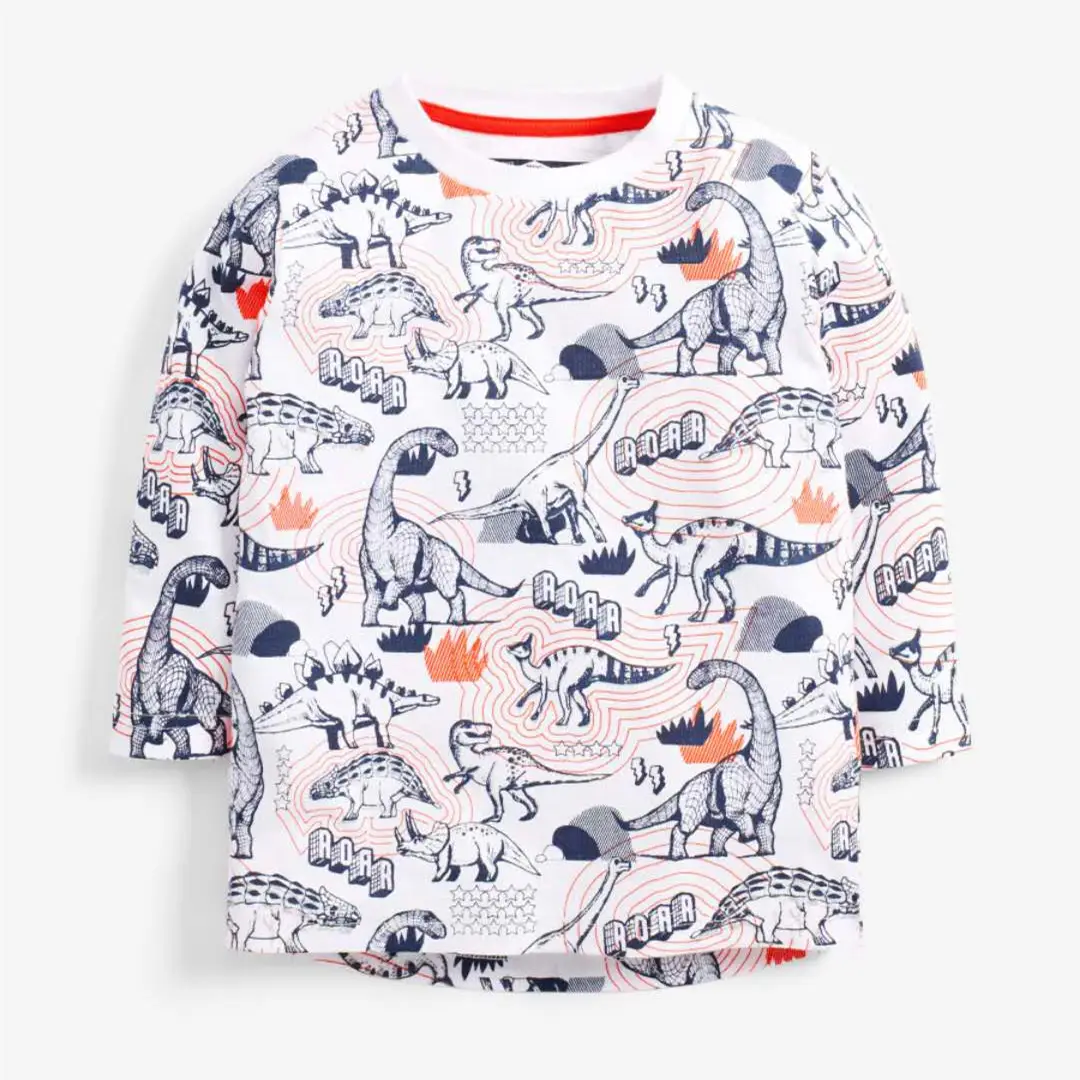 Kids Dinosaur Printed Long Sleeve T-Shirt - Image 2