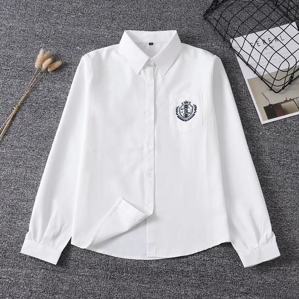 Japanese College Embroidered White Collar Shirt Set - Image 4