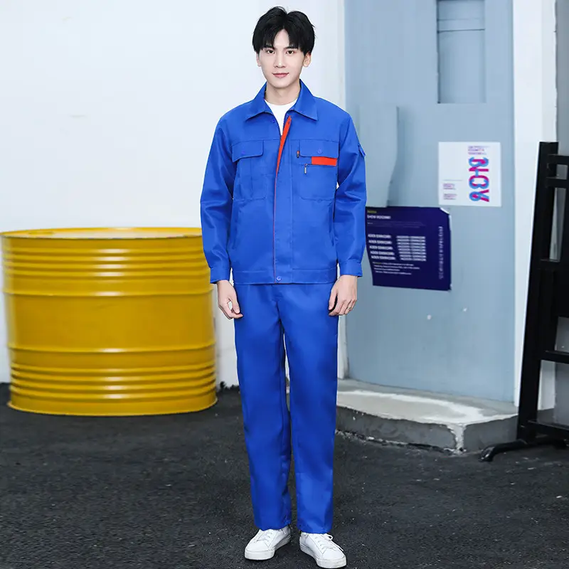 Blue Printed Work Suit for Men Factory Workshop Wear - Image 3