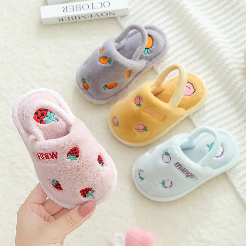 Children's Cotton Slippers Boys' Warm Winter Indoor Household Non-Slip Girl's Cute Cartoon Baby's New Cotton Slippers