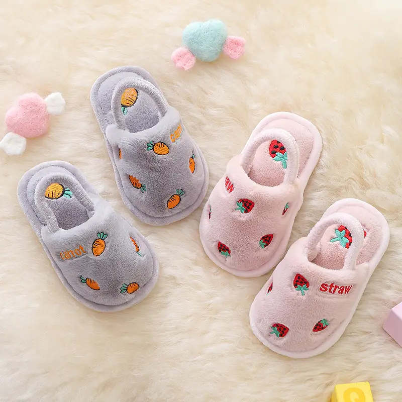 Children's Cotton Slippers Boys' Warm Winter Indoor Household Non-Slip Girl's Cute Cartoon Baby's New Cotton Slippers