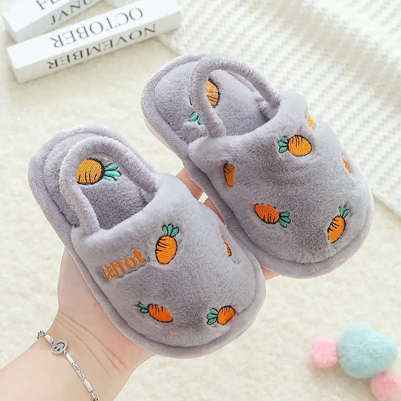 Children's Cotton Slippers Boys' Warm Winter Indoor Household Non-Slip Girl's Cute Cartoon Baby's New Cotton Slippers