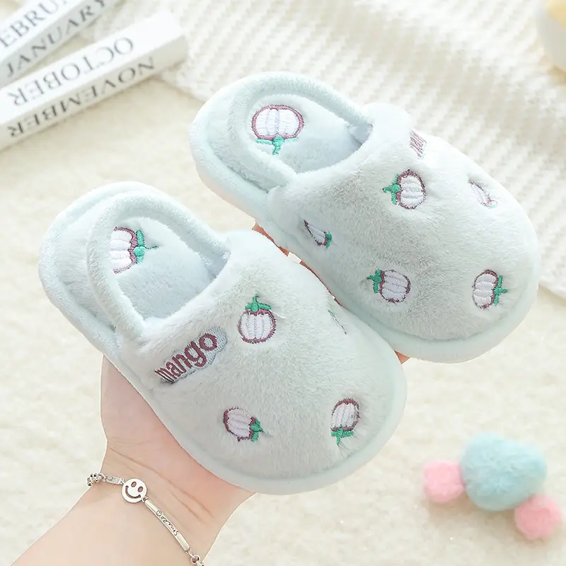 Children's Cotton Slippers Boys' Warm Winter Indoor Household Non-Slip Girl's Cute Cartoon Baby's New Cotton Slippers