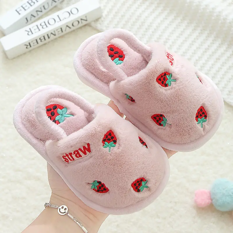 Children's Cotton Slippers Boys' Warm Winter Indoor Household Non-Slip Girl's Cute Cartoon Baby's New Cotton Slippers