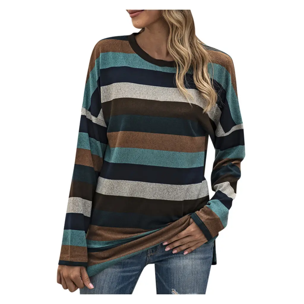 Striped Knit Crewneck Women Large Summer Wear - Image 7