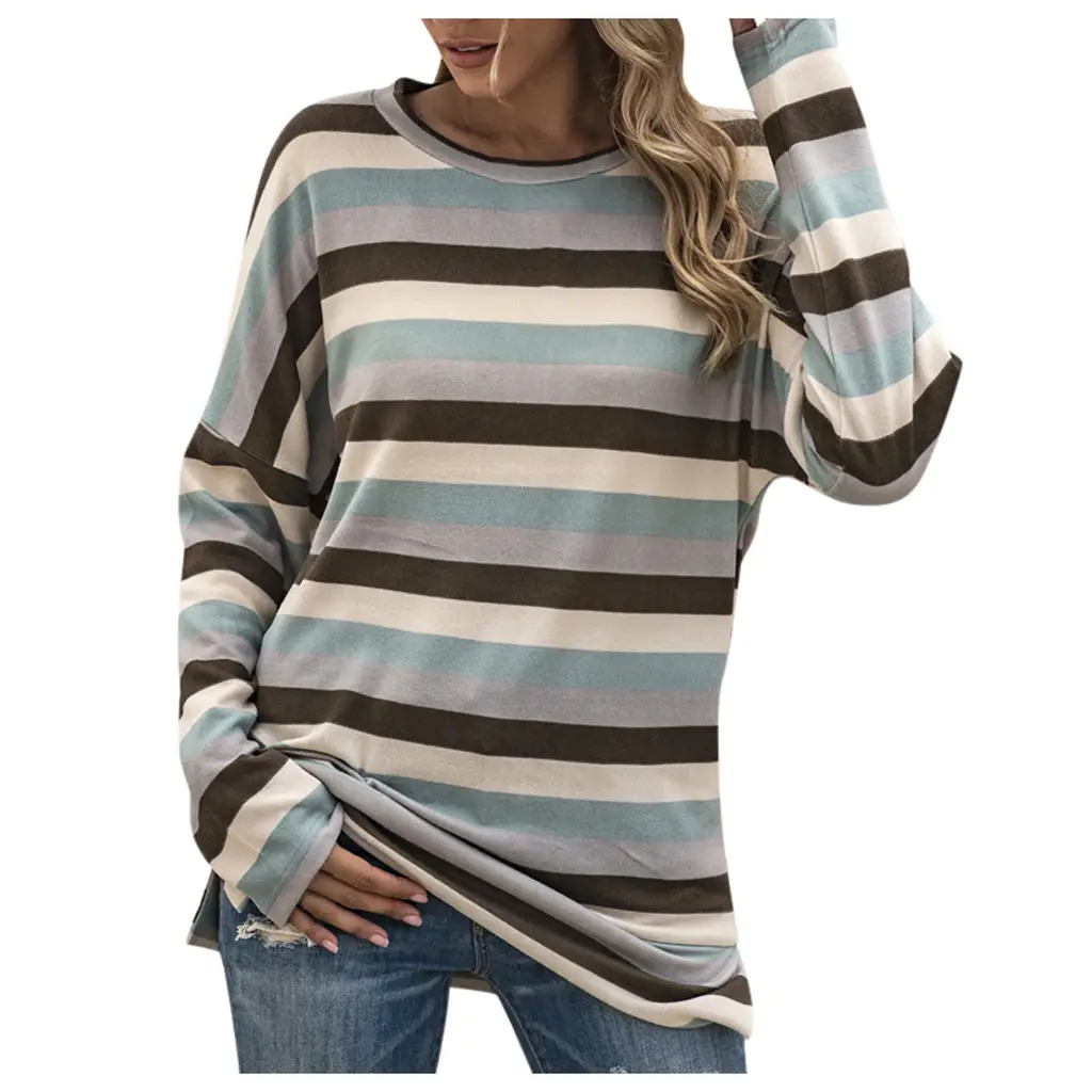 Striped Knit Crewneck Women Large Summer Wear - Image 8