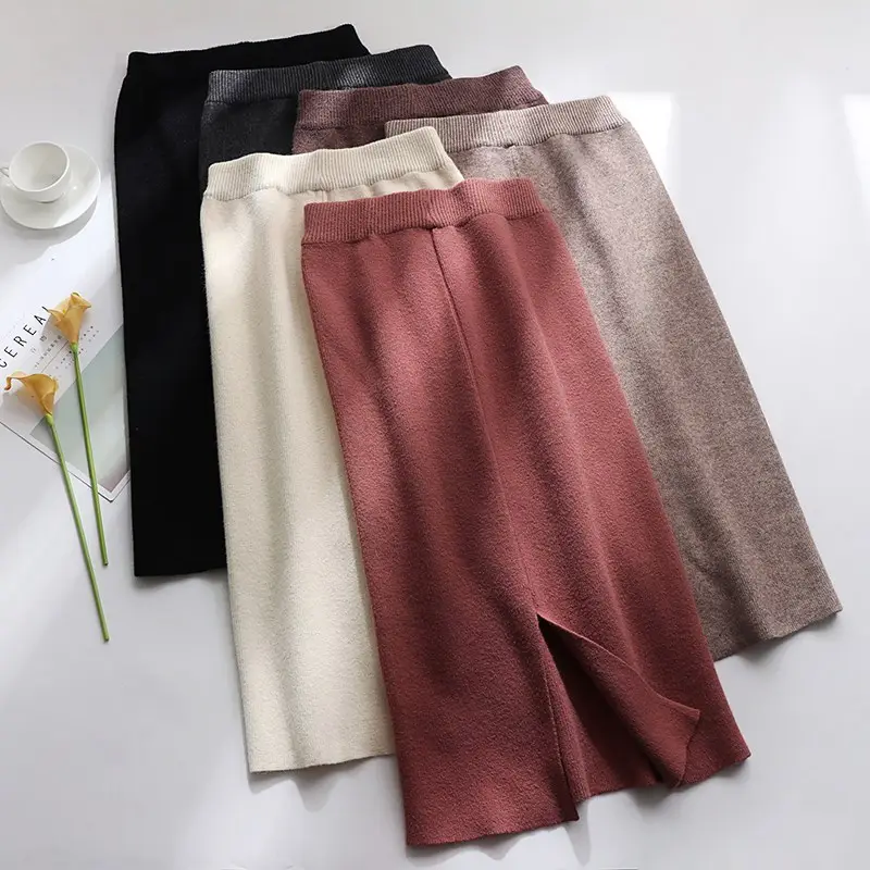 Women Knitted Wool Skirt High Waist Slim Fit 2025 — feature 3