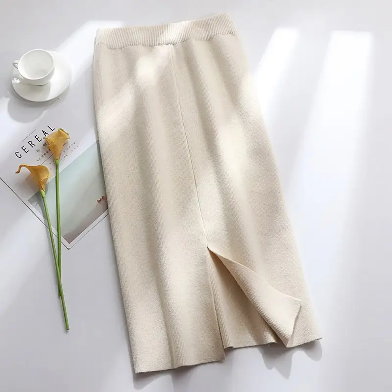 Women Knitted Wool Skirt High Waist Slim Fit 2025 — feature 4
