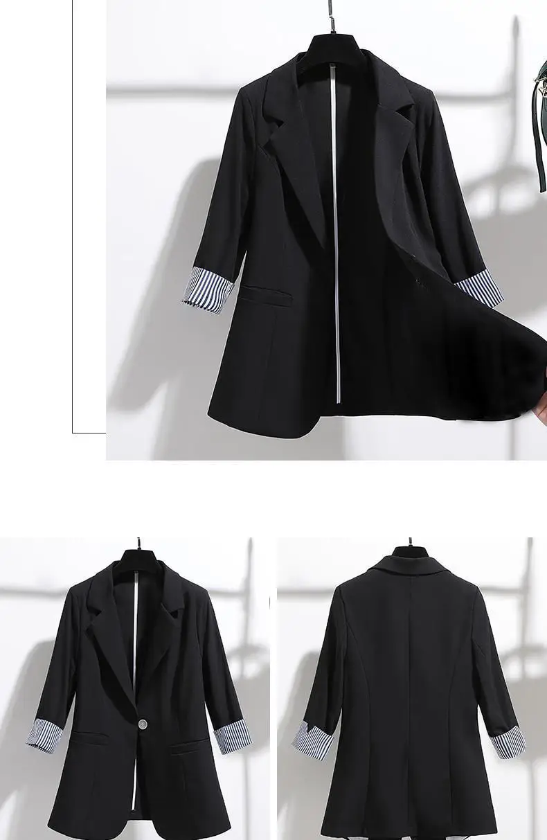 Women's New Korean Slim Fit Draped Suit Jacket Cream — feature 3