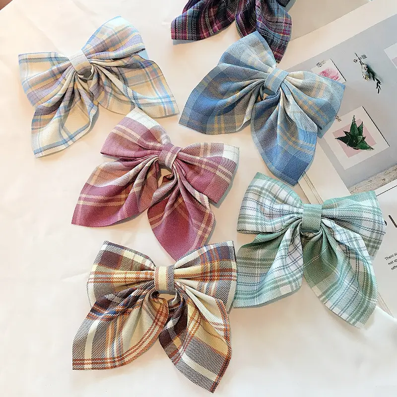 Japanese Plaid Bow Hairpin for Women - Image 7