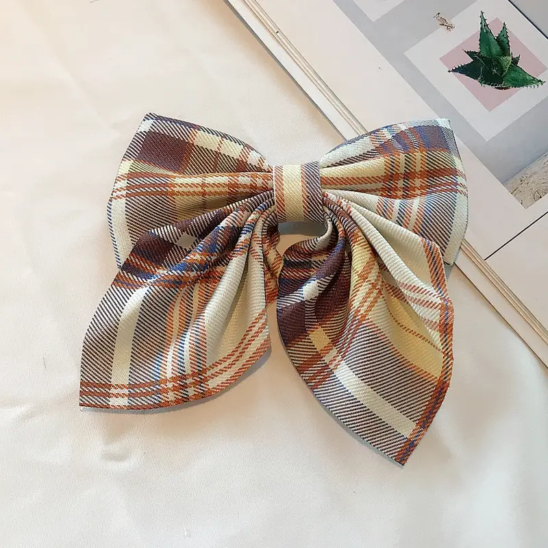 Japanese Plaid Bow Hairpin for Women - Image 3