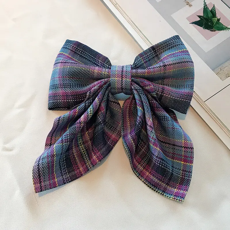 Japanese Plaid Bow Hairpin for Women - Image 4