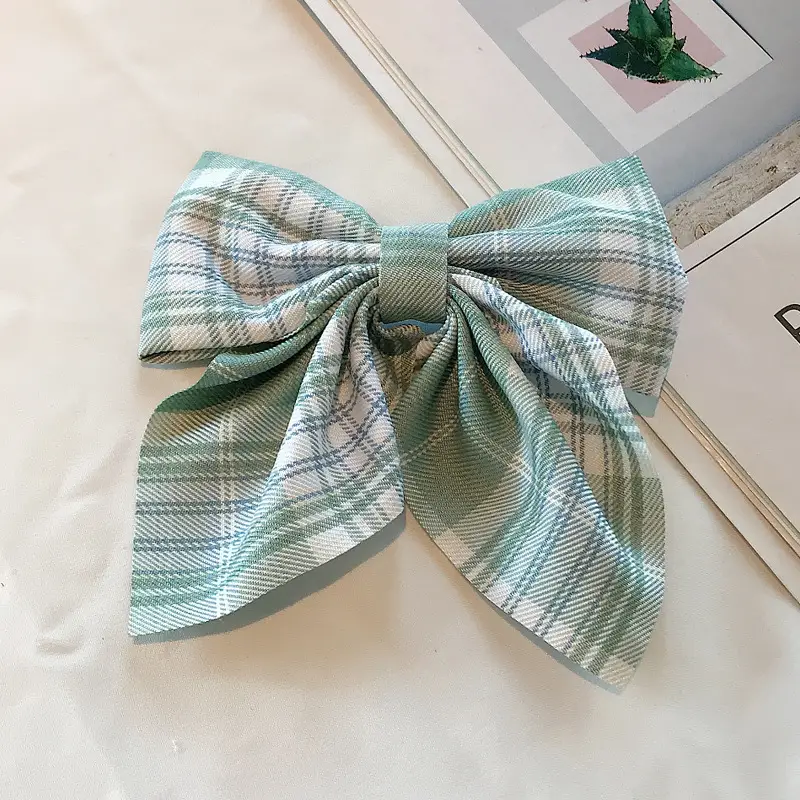 Japanese Plaid Bow Hairpin for Women - Image 5
