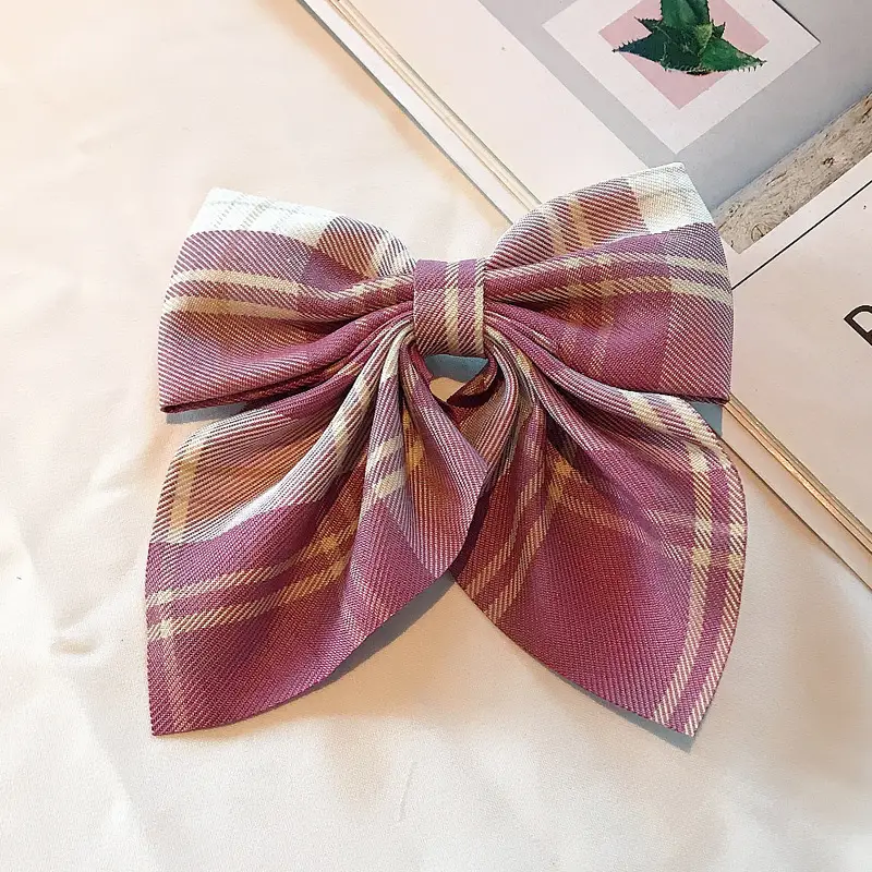 Japanese Plaid Bow Hairpin for Women - Image 6