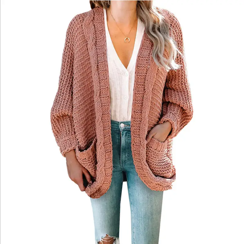 2025 Women's Rope Cardigan Thick Sweater Jacket Large