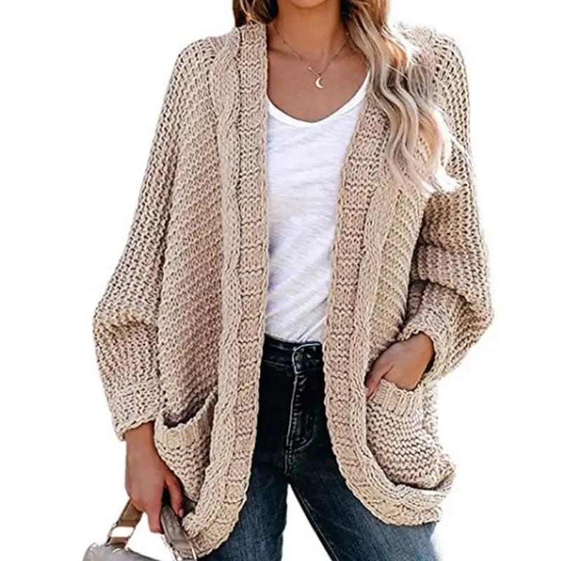 2025 Women's Rope Cardigan Thick Sweater Jacket Large